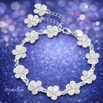 Pulsera Flores plateada