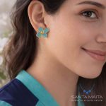 Pendientes Flor Mar Turquesa - Imagen 2