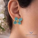 Pendientes Flor Mar Turquesa - Imagen 3